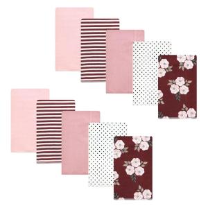imageHudson Baby Unisex Baby Cotton Flannel Burp Cloths Pink Rose One SizeBurgundy Floral