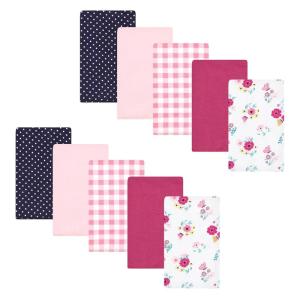 imageHudson Baby Unisex Baby Cotton Flannel Burp Cloths Pink Rose One SizeButterfly Floral 10pack