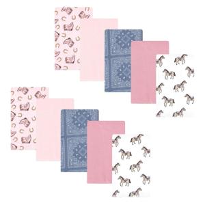 imageHudson Baby Unisex Baby Cotton Flannel Burp Cloths Pink Rose One SizeCowgirl 10 Pack