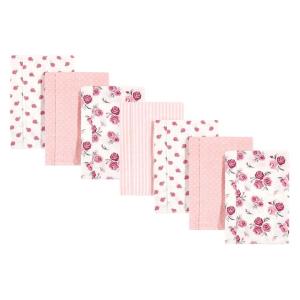 imageHudson Baby Unisex Baby Cotton Flannel Burp Cloths Pink Rose One SizeCream Rose