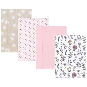 imageHudson Baby Unisex Baby Cotton Flannel Burp Cloths Pink Rose One SizeDandelion Wish 4 Pack