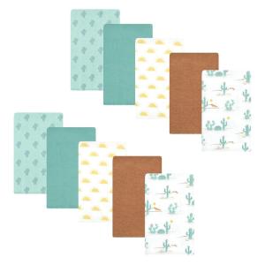 imageHudson Baby Unisex Baby Cotton Flannel Burp Cloths Pink Rose One SizeDesert Cactus 10pack
