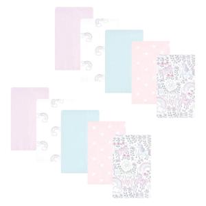 imageHudson Baby Unisex Baby Cotton Flannel Burp Cloths Pink Rose One SizeDreamy Unicorn 10 Pack