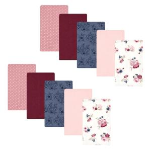 imageHudson Baby Unisex Baby Cotton Flannel Burp Cloths Pink Rose One SizeDusty Rose Floral 10pack