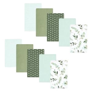 imageHudson Baby Unisex Baby Cotton Flannel Burp Cloths Pink Rose One SizeEucalyptus 10pack