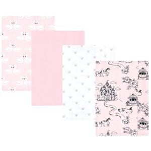 imageHudson Baby Unisex Baby Cotton Flannel Burp Cloths Pink Rose One SizeFairytale Princess 4 Pack