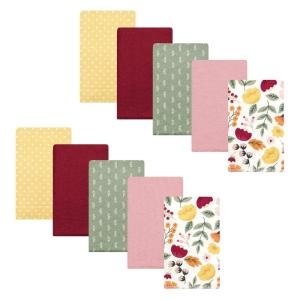 imageHudson Baby Unisex Baby Cotton Flannel Burp Cloths Pink Rose One SizeFall Botanical