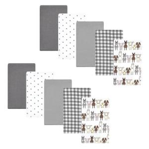 imageHudson Baby Unisex Baby Cotton Flannel Burp Cloths Pink Rose One SizeFarm Friends Grey 10pack