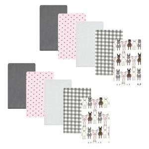 imageHudson Baby Unisex Baby Cotton Flannel Burp Cloths Pink Rose One SizeFarm Friends Pink 10pack
