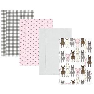 imageHudson Baby Unisex Baby Cotton Flannel Burp Cloths Pink Rose One SizeFarm Friends Pink 4pack