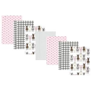 imageHudson Baby Unisex Baby Cotton Flannel Burp Cloths Pink Rose One SizeFarm Friends Pink 7pack