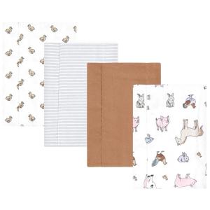 imageHudson Baby Unisex Baby Cotton Flannel Burp Cloths Pink Rose One SizeFarm World 4 Pack