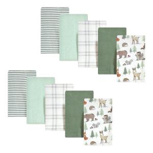 imageHudson Baby Unisex Baby Cotton Flannel Burp Cloths Pink Rose One SizeForest Animals