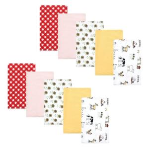 imageHudson Baby Unisex Baby Cotton Flannel Burp Cloths Pink Rose One SizeGirl Farm