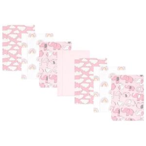 imageHudson Baby Unisex Baby Cotton Flannel Burp Cloths Pink Rose One SizeGirl New Elephant 7pack