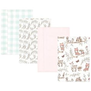 imageHudson Baby Unisex Baby Cotton Flannel Burp Cloths Pink Rose One SizeGirl Woodland Pals 4pack