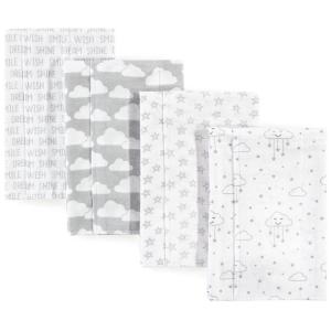 imageHudson Baby Unisex Baby Cotton Flannel Burp Cloths Pink Rose One SizeGray Clouds