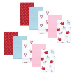 imageHudson Baby Unisex Baby Cotton Flannel Burp Cloths Pink Rose One SizeHot Cocoa