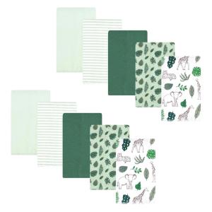 imageHudson Baby Unisex Baby Cotton Flannel Burp Cloths Pink Rose One SizeJungle 10 Pack