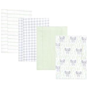 imageHudson Baby Unisex Baby Cotton Flannel Burp Cloths Pink Rose One SizeLeafy Elephant 4pack