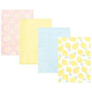 imageHudson Baby Unisex Baby Cotton Flannel Burp Cloths Pink Rose One SizeLemon Daisy 4 Pack