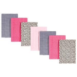 imageHudson Baby Unisex Baby Cotton Flannel Burp Cloths Pink Rose One SizeLeopard