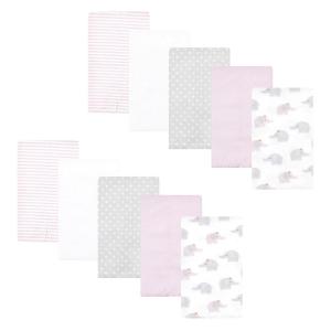 imageHudson Baby Unisex Baby Cotton Flannel Burp Cloths Pink Rose One SizeLilac Elephants 10 Pack