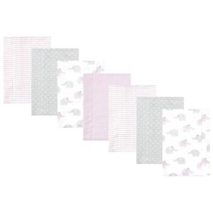 imageHudson Baby Unisex Baby Cotton Flannel Burp Cloths Pink Rose One SizeLilac Elephants 7 Pack