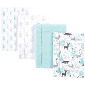 imageHudson Baby Unisex Baby Cotton Flannel Burp Cloths Pink Rose One SizeLinocut Woodland Neutral