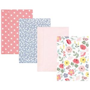 imageHudson Baby Unisex Baby Cotton Flannel Burp Cloths Pink Rose One SizeModern Botanical 4 Pack