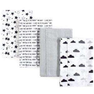 imageHudson Baby Unisex Baby Cotton Flannel Burp Cloths Pink Rose One SizeMoon and Back