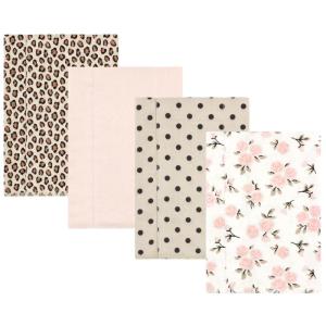 imageHudson Baby Unisex Baby Cotton Flannel Burp Cloths Pink Rose One SizeNeutral Pink Floral 4 Pack