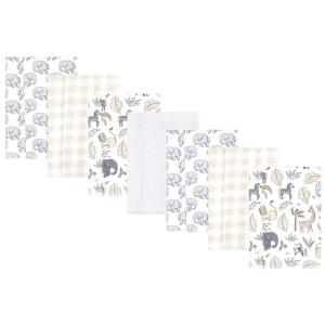 imageHudson Baby Unisex Baby Cotton Flannel Burp Cloths Pink Rose One SizeNeutral Safari 7 Pack