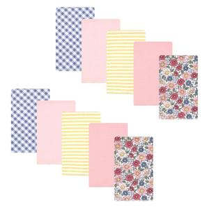 imageHudson Baby Unisex Baby Cotton Flannel Burp Cloths Pink Rose One SizePink Blue Pretty Floral 10 Pack