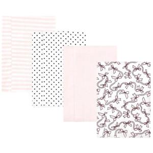 imageHudson Baby Unisex Baby Cotton Flannel Burp Cloths Pink Rose One SizePink Bows 4 Pack