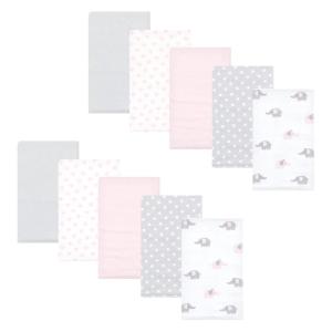 imageHudson Baby Unisex Baby Cotton Flannel Burp Cloths Pink Rose One SizePink Gray Elephant