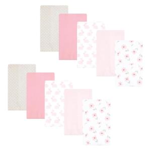 imageHudson Baby Unisex Baby Cotton Flannel Burp Cloths Pink Rose One SizePink Honey Bunny 10 Pack