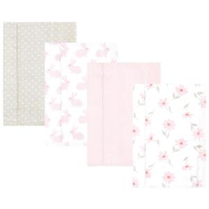 imageHudson Baby Unisex Baby Cotton Flannel Burp Cloths Pink Rose One SizePink Honey Bunny 4 Pack
