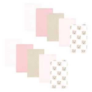 imageHudson Baby Unisex Baby Cotton Flannel Burp Cloths Pink Rose One SizePink Taupe Bear 10 Pack