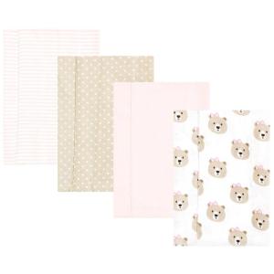 imageHudson Baby Unisex Baby Cotton Flannel Burp Cloths Pink Rose One SizePink Taupe Bear 4 Pack