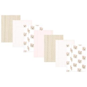 imageHudson Baby Unisex Baby Cotton Flannel Burp Cloths Pink Rose One SizePink Taupe Bear 7 Pack