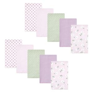 imageHudson Baby Unisex Baby Cotton Flannel Burp Cloths Pink Rose One SizePurple Dainty Floral 10 Pack