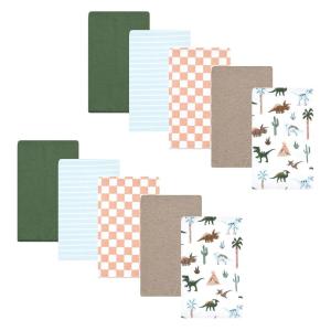 imageHudson Baby Unisex Baby Cotton Flannel Burp Cloths Pink Rose One SizeRetro Dinosaur 10 Pack