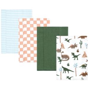 imageHudson Baby Unisex Baby Cotton Flannel Burp Cloths Pink Rose One SizeRetro Dinosaur 4 Pack