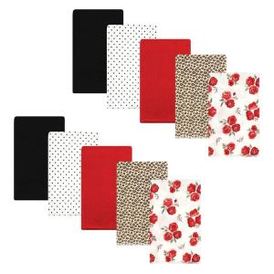imageHudson Baby Unisex Baby Cotton Flannel Burp Cloths Pink Rose One SizeRose Leopard