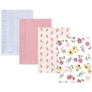 imageHudson Baby Unisex Baby Cotton Flannel Burp Cloths Pink Rose One SizeSoft Painted Floral 4 Pack