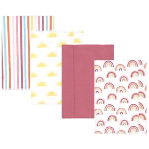 imageHudson Baby Unisex Baby Cotton Flannel Burp Cloths Pink Rose One SizeSunshine and Rainbows 4 Pack