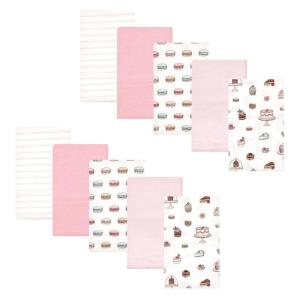 imageHudson Baby Unisex Baby Cotton Flannel Burp Cloths Pink Rose One SizeSweet Bakery