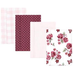 imageHudson Baby Unisex Baby Cotton Flannel Burp Cloths Pink Rose One SizeSweet Roses 4 Pack