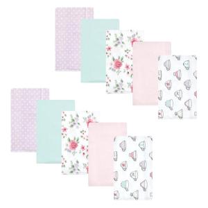 imageHudson Baby Unisex Baby Cotton Flannel Burp Cloths Pink Rose One SizeTea Party